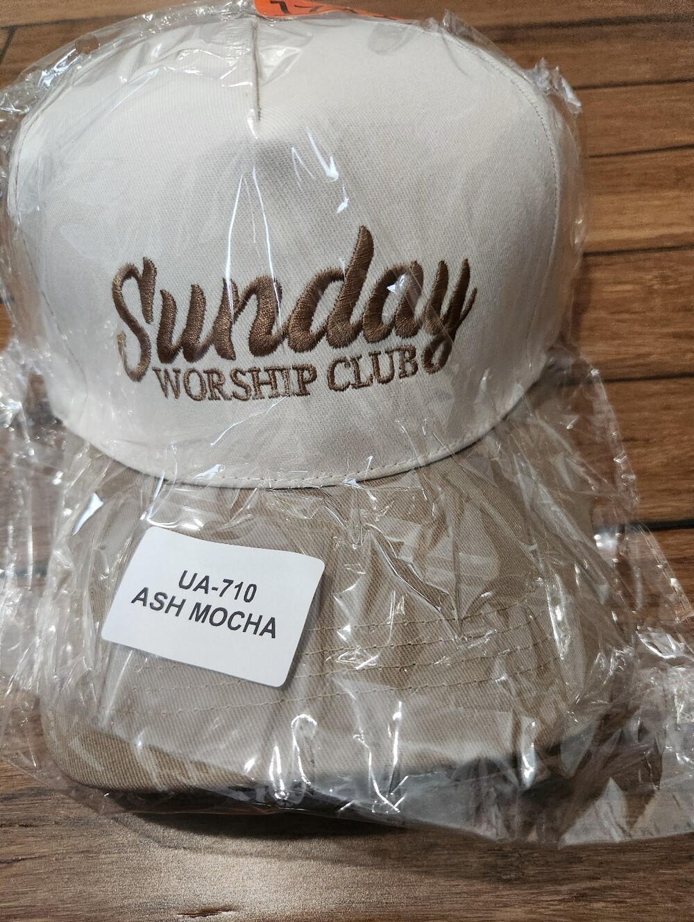 Sunday Worship Club Embroidered Baseball Cap - Ash Mocha